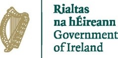 Government of Ireland logo featuring a gold harp and green writing